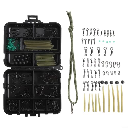 Zilimontt Set di attrezzatura per la pesca alla carpa, kit da 301 pezzi con girelle in acciaio inossidabile, ganci, perline, manicotti anti- e clip di sicurezza per uso in acqua dolce e salata