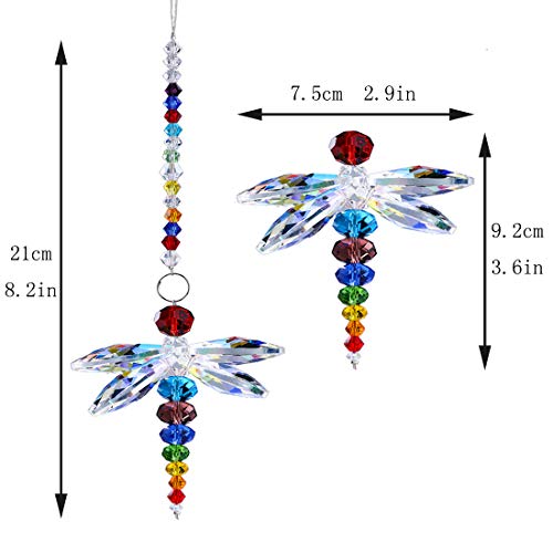 8" Hanging Dragonfly Pendant Chandelier Crystal Ball Prisms Rainbow Beads Chakra Suncatcher Home Windows Decor Ornament for Christmas Tree - Thumbnail 4