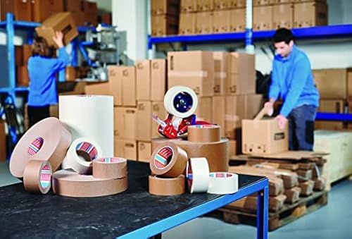Dpm tapes Tesapack 4713 - Paketbänder, Umweltfreundliches Papierklebeband, alterungsbeständig, bedruckbar, geräuscharm und stark haftend, 3 Rollen pro Packung - Hergestellt aus nachhaltigen Quellen