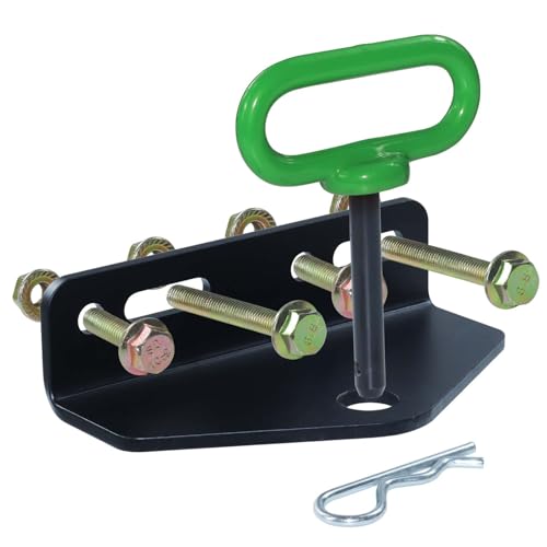 Image of Universal Heavy Duty Zero Turn Mower Trailer Hitch with Green Lawn Mower Trailer Hitch Pin, Hardware kit Including (4 Bolts+2X Nuts+1 R-Clip) and L Socket Wrench