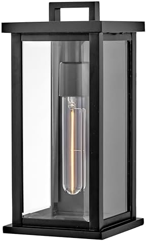 Hinkley Weymouth Outdoor Small Wall Mount Lantern, Clear Beveled Glass, Traditional, Aluminum, Black Finish