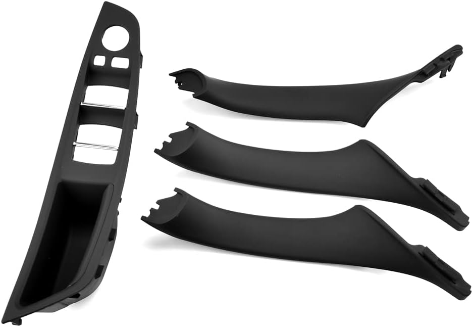 4pcs LHD Black Armrest Car Interior Door Handle Inner Panel Pull Trim Cover Compatible with 5 Series F10 F11 520d 525d 530d 535i 2010-2016