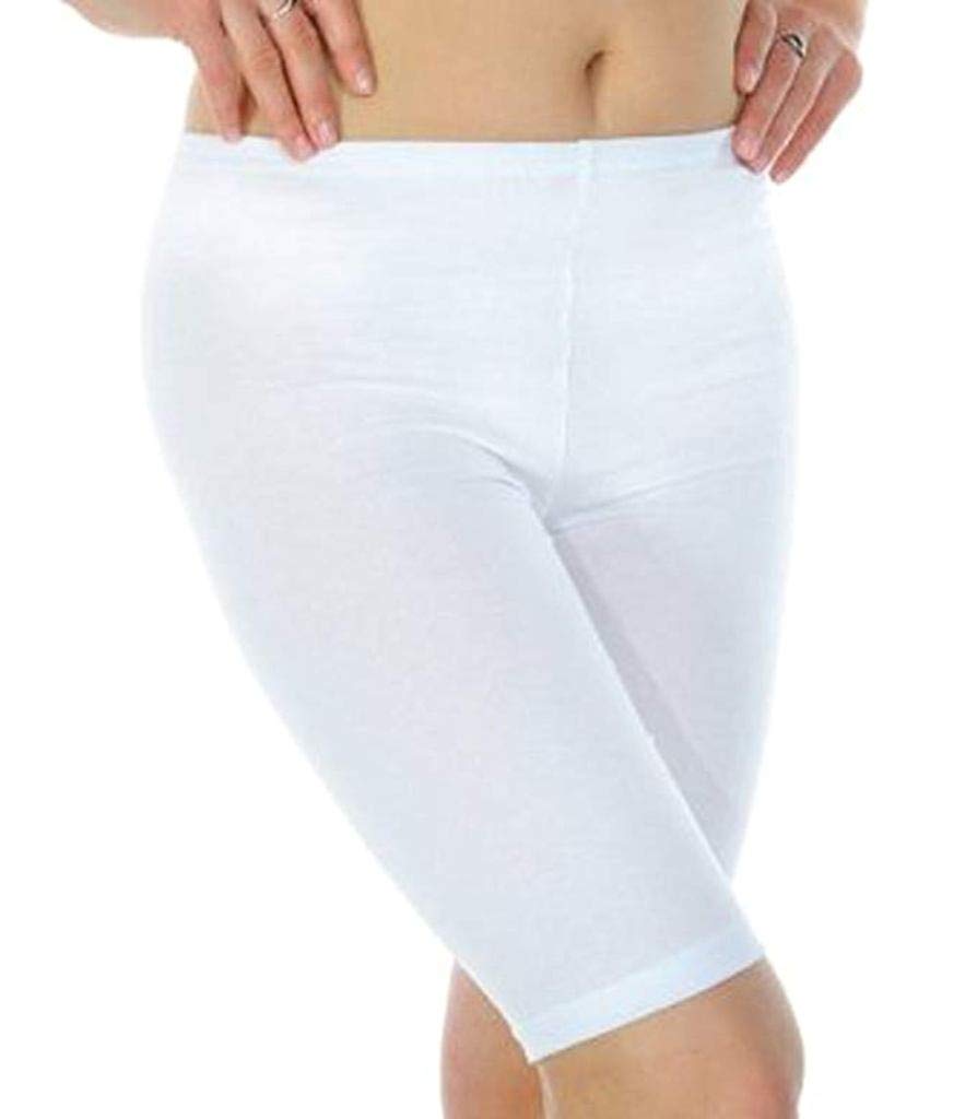 elegance 1234 Ladies Cycling Shorts Stretchy Cotton Above Knee Short Legging (M, White)