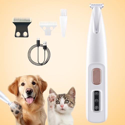 Tondeuse De Toilettage GrosMatou Douceur & Sécurité, Tondeuse Gros Matou Silencieuse, Tondeuse Pattes Chien Chat, Coupe Poils Animaux Avec Lumière LED,...