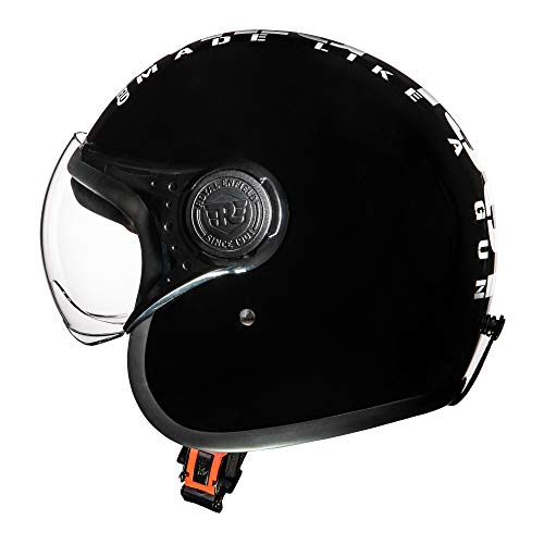 Image of Royal Enfiedl MLG Open Face with Visor Helmet Gloss Black & White (XL)62 CM (RRGHEM000207)