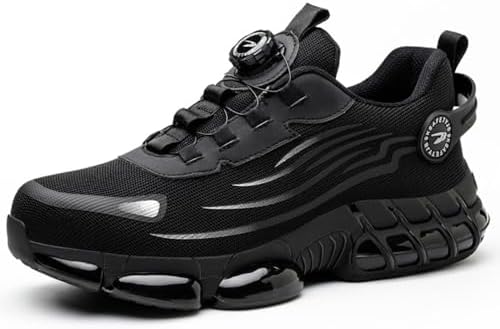 Safety Shoes, Men's, Waterproof, Work Shoes, Dial-Type, Steel Toe Core, Stylish, Lightweight, Thick Sole, Construction Site, Safety Sneakers, Breathable, Puncture-Proof, Non-Slip, Safety Shoes