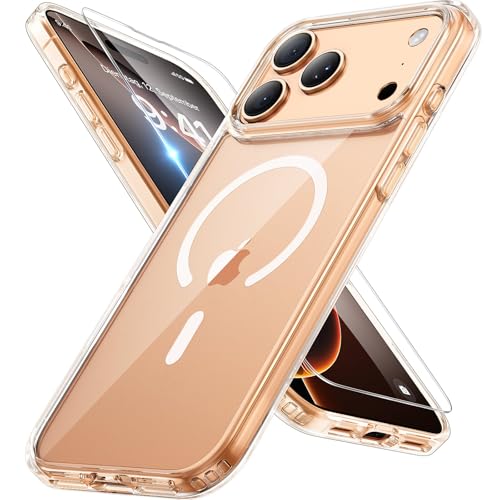 Image of Miracase Magnetic for iPhone 17 Pro Case 6.3 inch with Screen Protector, [Compatible with MagSafe] Military-Grade Protection, Anti-Fingerprint, Slim Thin Phone Case for 17 Pro Cover, Clear