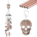Geelin Skull Wind Chimes Outdoor Halloween Goth Decor Metal Skull Wind Chimes Gifts for Home Lawn Porch Patio Garden Yard Decoration