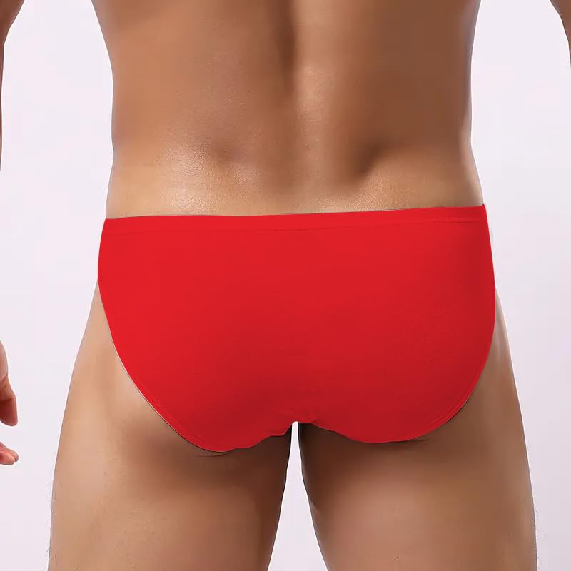 1 Pc Men's Underwear, Red Breathable, Lightweight Breathable, M4