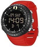 findtime Orologio da uomo grande display sportivo orologio digitale per attività all'aperto, militare, digitale, tattico, 5 ATM, impermeabile, per ragazzi e ragazzi, colore nero, Colore: rosso