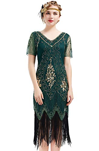 BABEYOND Gatsby sukienka damska w stylu lat 20. XX wieku, z krótkimi rękawami