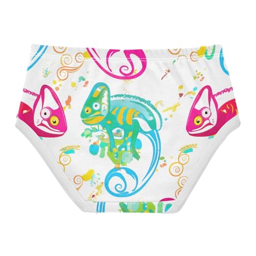 Toddler Underwear Custom 2t Cotton Panties for Girl Bright Briefs Girls Undies Green Red Chameleons White2