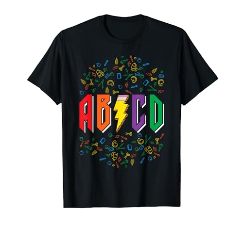 ABCD Funny Alphabet Rockin Back To School Profesora Estudiante Camiseta