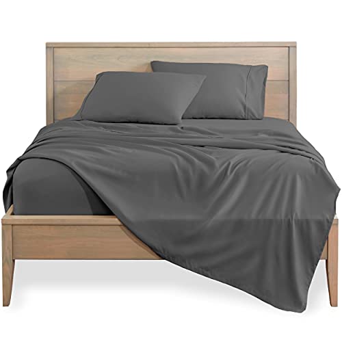 Bare Home Split Head Flex King Sheet Set - 1800 Ultra-Soft Microfiber Bed Sheets - Double Brushed - Deep Pockets - Easy Fit - 4 Piece Set - Bedding Sheets & Pillowcases (Grey)