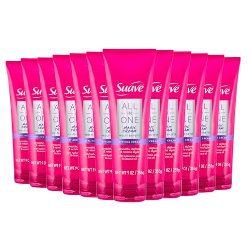 Suave All In One Magic Cream For Women, Smooths, Hydrates & Nourishes Hair, Boosts Shine & Controls Frizz, Scented, 9 OZ, 12 Count