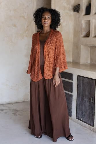 SHU-SHI Lightweight Open Front Cardigan for Women Hollow Out Sweater Knitted Poncho Batwing Loose Popcorn Shawl Boho Wrap3