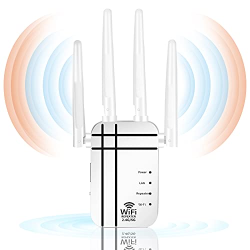 erya 2021 WiFi Extender - WiFi Repeater, WiFi Dual-Band Booster with Full 360 Degree Coverage 2500 Sq. Ft, Up to 1200Mbps Dual-Band WiFi Repeater with Ethernet Port