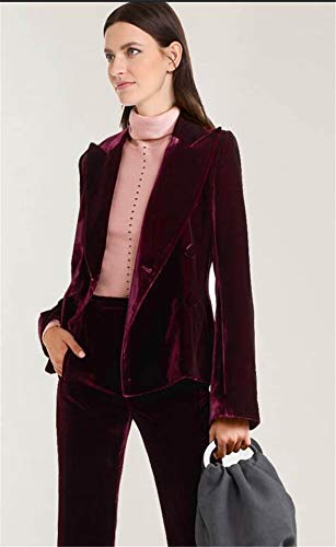 Burgundy Velvet Pantsuits for Women Formal Party Blazer Ladies Business Office Tuxedos Work Wear Suits2