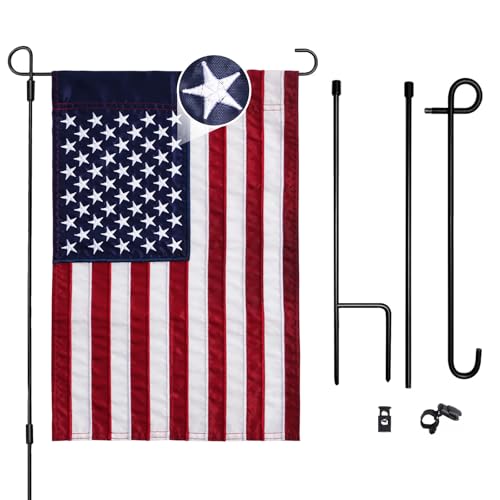 American Flag Garden Flag with Stand Set