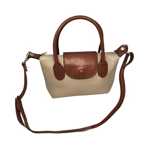 Bolsa Feminina Transversal Pequena Mão, Couro Sintético, Casual, com Alça Tiracolo Ajustável e Detalhes Dourados (Caqui)