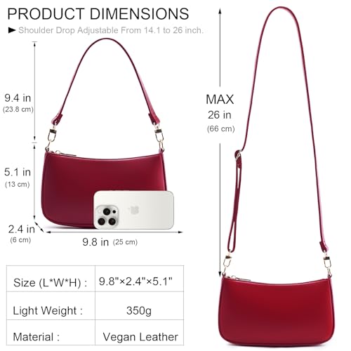 Image of Shoulder Bag for Women Retro Vegan Leather Classic Clutch Tote HandBags Purses with Zipper Closure