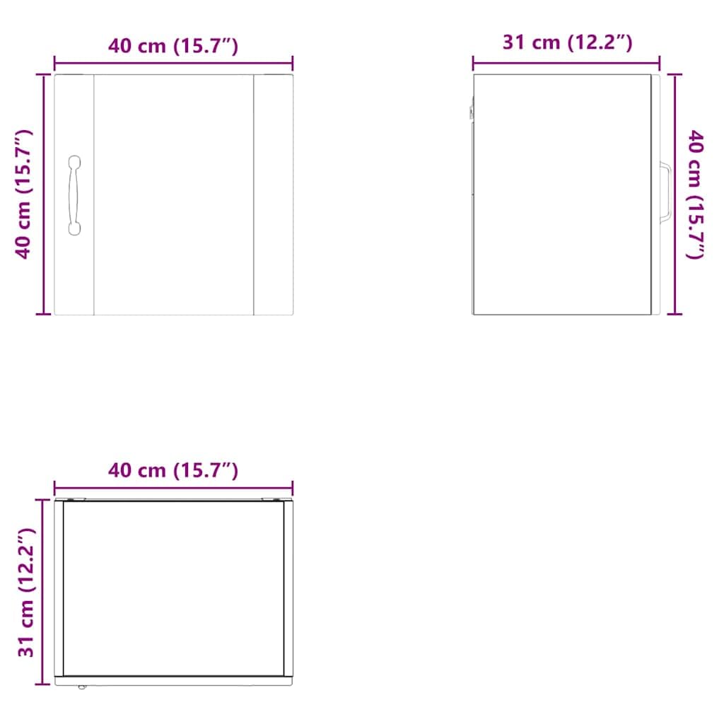 Porto Juego de 2 armarios de pared de madera aglomerada, 40 x 31 x 40 cm, armario de cocina como armario colgante, muebles de despensa y armario auxiliar para almacenamiento, vajilla y