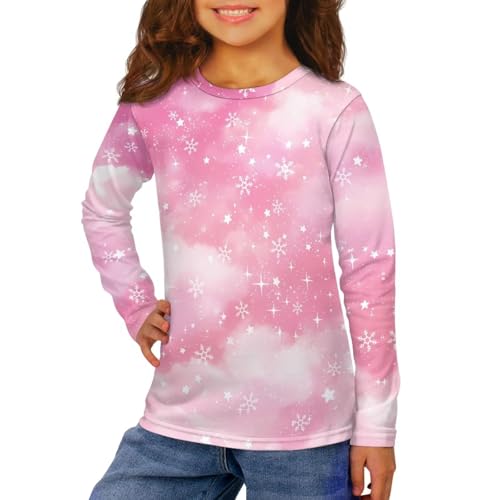 Renewold Kids Athletic Tees Crewneck T Shirts Girls Activewear T-Shirts Long Sleeve Home Party Travel Casual Shirts