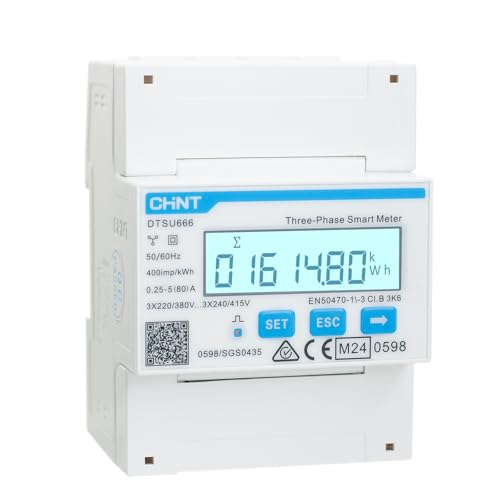 CHINT DTSU666 Dreiphasiger DIN35mm elektronischer intelligenter Energiezähler Stromzähler 5(80) A Direktverbindung mit RS485/Modbus RTU (Nicht mit Wechselrichter kompatibel)