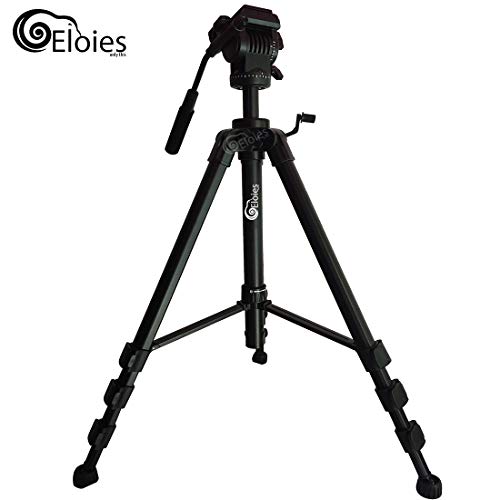 Image of Eloies EL972 Professional Series Heavy Duty Tripod | Three Way Pan Fluid Head | Aluminium Made Adjustable with Cannon Nikon Sony Olympus Camera and Mobile Phones Max Height 6.7 Feet.