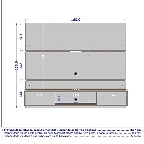 Painel Ambar Sala paraTv até 65 Polegadas Cinamomo com Offwhite Ripado
