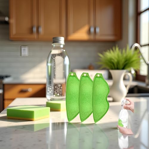 Image of Multipurpose Bean Shaped Sponge Set - 3 Pack Heat Resistant Bottle & Internal Cleaning Sponges - Reusable entreprises Bottle Cleaning Tools