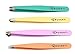 Ruvanti Tweezers 4 Pieces Set for Men/Women - Best for Plucking Eyebrow Facial & Ingrown Hairs, Slant Tip Pointed Straight & Precise - Multi Color