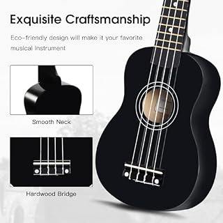 ADM Ukulele for Beginners Hawaiian Wood Ukelele Kit for Kids Adult Student Starter Professional Ukalelee Pack Bundle with Free Lessons Gig Bag Strap Nylon String Tuner (Black, 21 Inch) - Les Beatles, Paul McCartney, John Lennon, RIngo Starr, George Harrison ADM Ukulele for Beginners Hawaiian Wood Ukelele Kit for Kids Adult Student Starter Professional Ukalelee Pack Bundle with Free Lessons Gig Bag Strap Nylon String Tuner (Black, 21 Inch) – Image 3