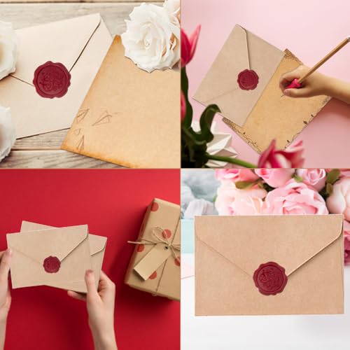 EUIEUT 16 Stück Briefpapier B5 Vintage Briefpapier mit Umschlag Set Schreibpapier Kraftpapier Briefumschläge Retro Briefschreibset Letter Paper mit 16 Wachssiegel Aufkleber 16 Kraft Briefumschläge