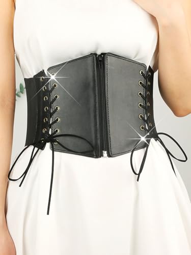 Urieo Zipper Leather Corset Belt for Women4