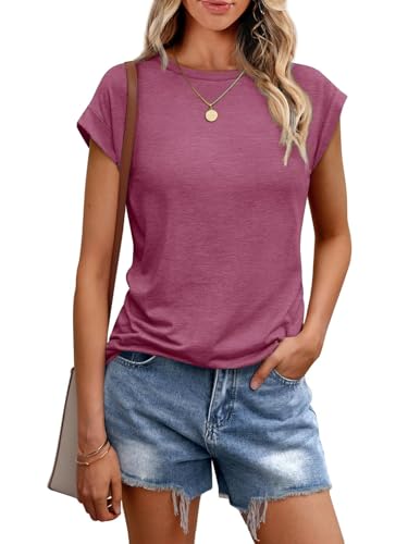 Cuptacc Top de Mujer Sexy, Camiseta de Verano con Cuello Redondo, Blusa Elegante de Manga Corta