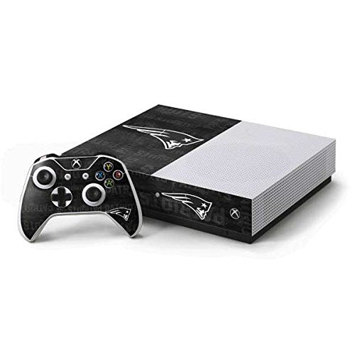 Skinit Decal Gaming Skin Compatible with Xbox One S Console and Controller Bundle - Officially Licensed NFL New England Patriots Black & White Design