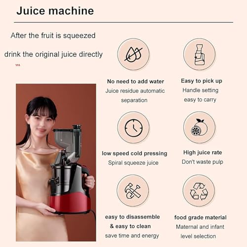 Licuadora de prensado en frío de 1000 ml con función de inversión para extraer la fruta entera. Velocidad baja de 50 rpm que conserva los nutrientes. Diseño compacto y fácil de limpiar para una coci