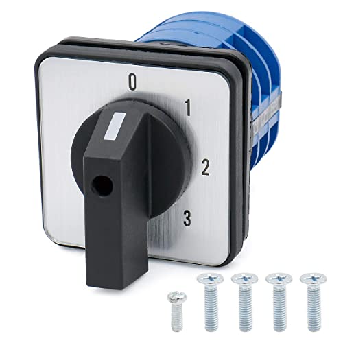 Baomain Rotary Cam Changeover Switch with Exterior Box 40A 12-Terminals 2-Pole LW28-40/0-3.3D AC 660V, 4 Positions (0-1-2-3) Latching Switch, IP65 Waterproof for Industrial Motor & Machine Control