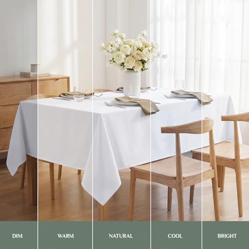 Softalker Rectangle Tablecloth, Waterproof & Stain Resistant Table Cloths Wrinkle Free Fabric Washable 210GSM Polyester Table Cover for Spring/Party/Outdoor - 70 x 120 inch,White by Softalker - Image 8