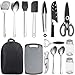 Kyraton Utensilios Cocina Camping Set De 15, Cubiertos Camping, Kit Cocina Camping, Ldeal para Viajes De Mochilero, Barbacoa, Camping Y Senderismo.