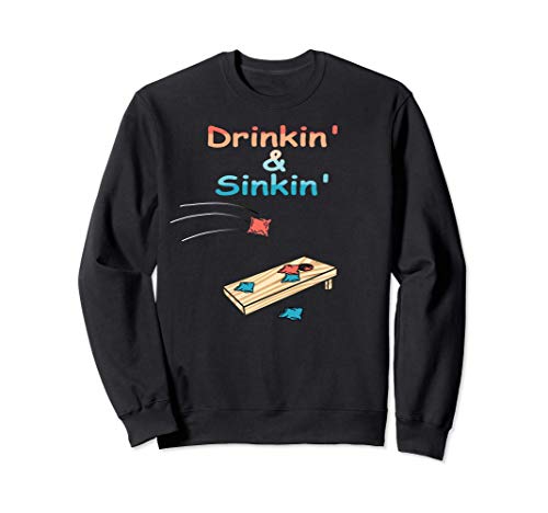 Drinkin' & Sinkin' Retro Summer Gifts Cornhole camisola, Azul, S