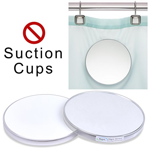 Magnic - 2 Piece Shower Mirror | Mounts on Shower Curtain or Shower Liner | Home, Travel, Gym, College | With Leading Anti-Fog Technology