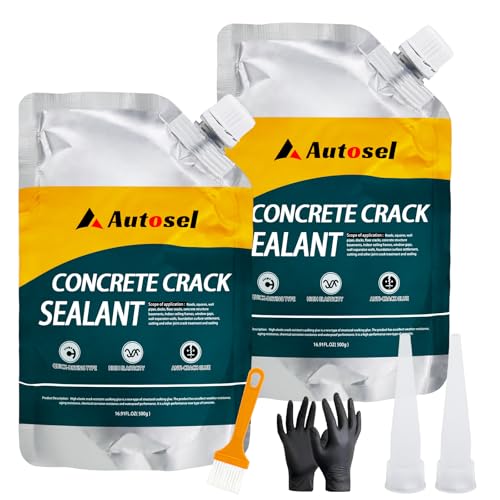 Concrete Crack Filler, Cement Crack Filler, Self Leveling Concrete Crack Repair Sealant–Quick-Drying, Waterproof, Durable Filler for Driveway, Sidewalk & Expansion Joint Repair-2 PCS