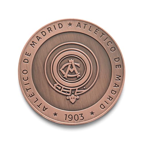 MOCIWORLD Atlético de Madrid - Moeda edição especial com escudo antigo e escudo novo gravado - colecionável - bronze - produto oficial
