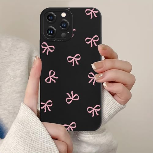 Coque iPhone 13 Pro Max ruban rose en silicone TPU antichoc pour femme