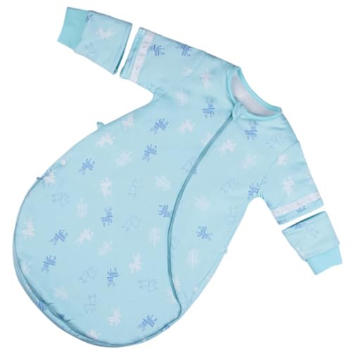 LOPUNER Saco de Dormir para Bebés de Algodón Invierno Envoltura Diseño de Manga Extraíble Azul con Dibujo de para Recién Nacidos y Pequeños