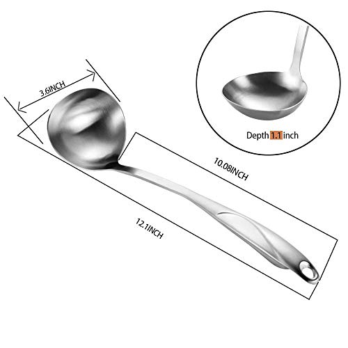 Stainless Steel Long Handle Spoon Cooking Spoon 12 Inch S-Shaped Long Handle Household Kitchen Utensils Multi Functional Frosted Deepening Spoon Bowl Spoon #TOP4