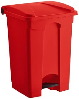 Medical Step-On Trash Can, 12 Gallon, Red, Heavy Duty Plastic, 16W x 16D x 24H inches