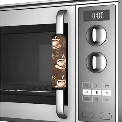 Image of 6 PCS Refrigerator Door Handle Covers Washable Keep Kitchen Appliances Clean from Food Stain, Smudges Fingertips Fridge Oven Home Decorations, Coffee Bean Print Brown